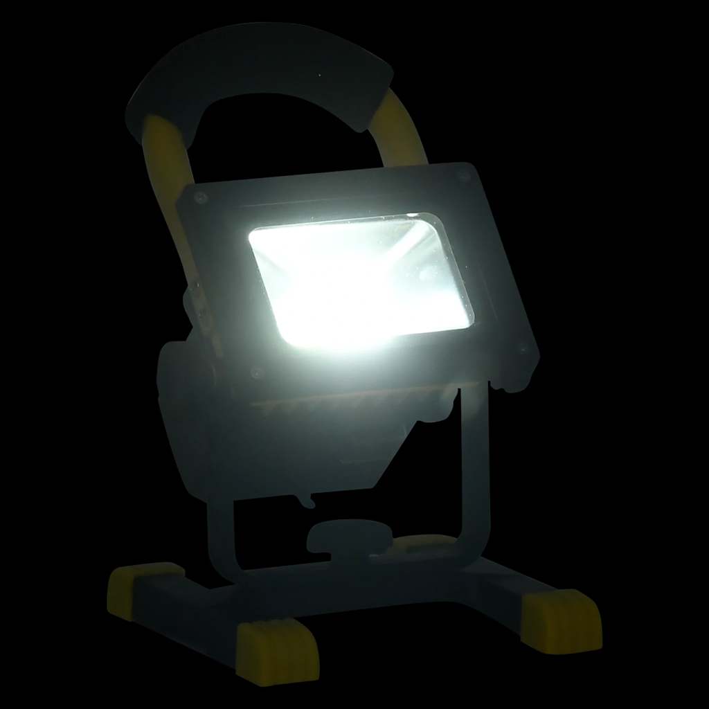 vidaXL 30 W Rechargeable LED Spotlight with Handle, 21.5 x 18.5 x 29 cm, Black and Yellow - Image 1 of 10