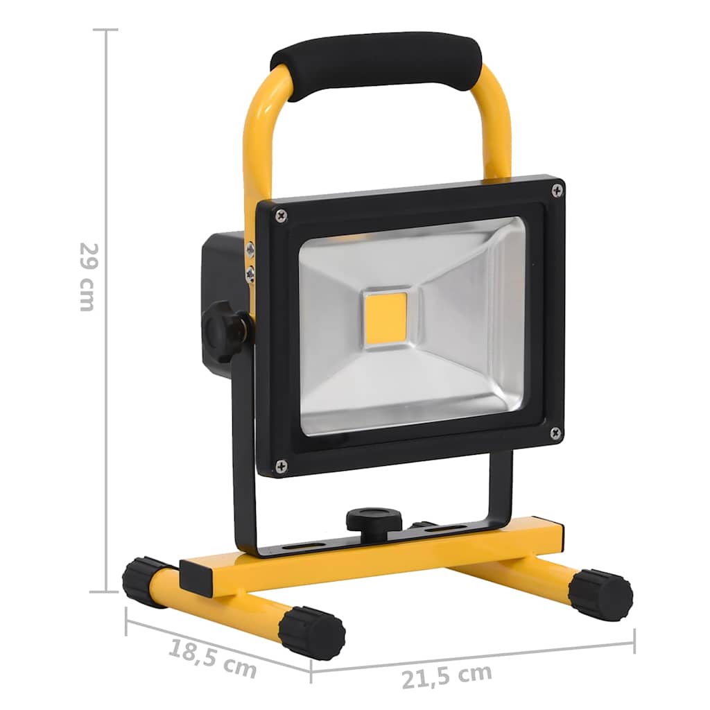 vidaXL 30 W Rechargeable LED Spotlight with Handle, 21.5 x 18.5 x 29 cm, Black and Yellow - Image 10 of 10