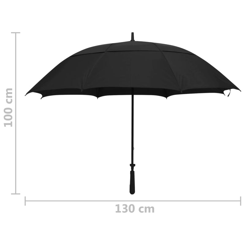 vidaXL Paraguas de Fibra de Vidrio 130 cm Negro - Image 4 of 4