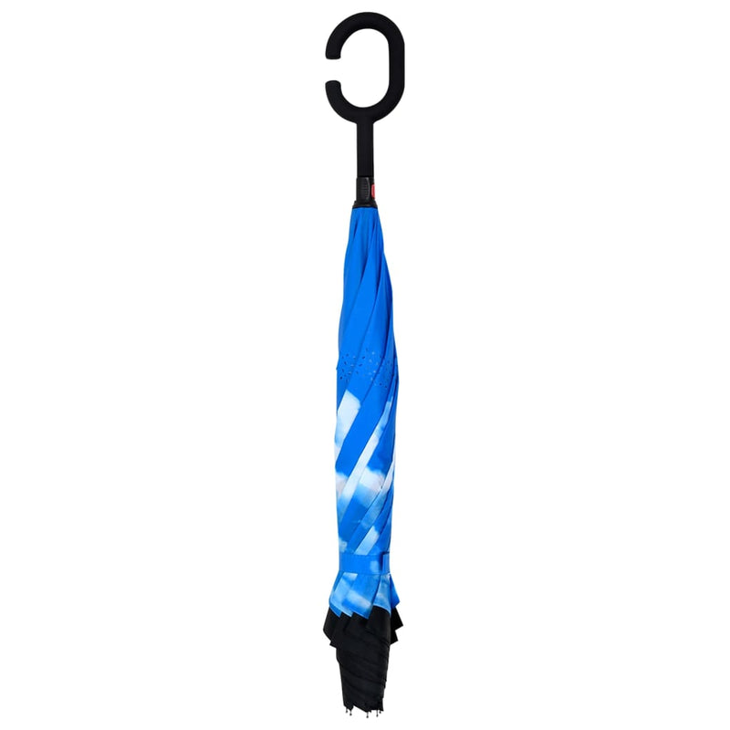vidaXL Paraguas con Mango en C, tejido 190T PG, diámetro 108 cm, Negro - Image 2 of 4