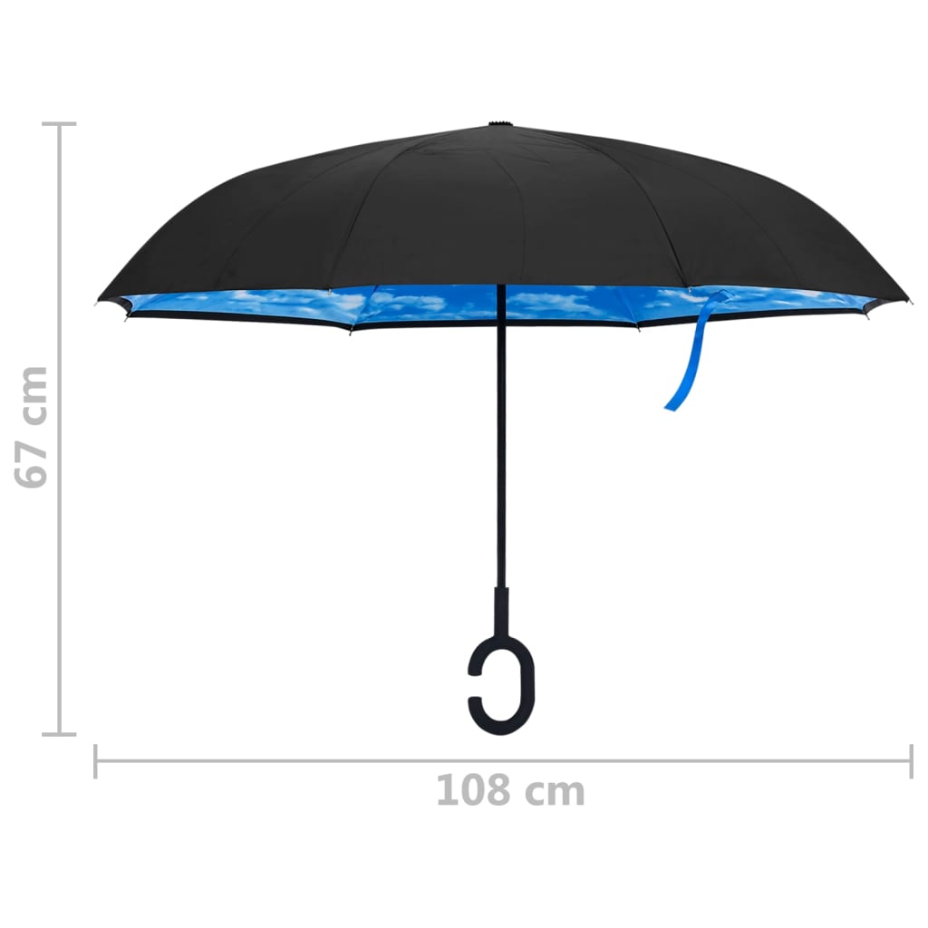 vidaXL Paraguas con Mango en C, tejido 190T PG, diámetro 108 cm, Negro - Image 4 of 4