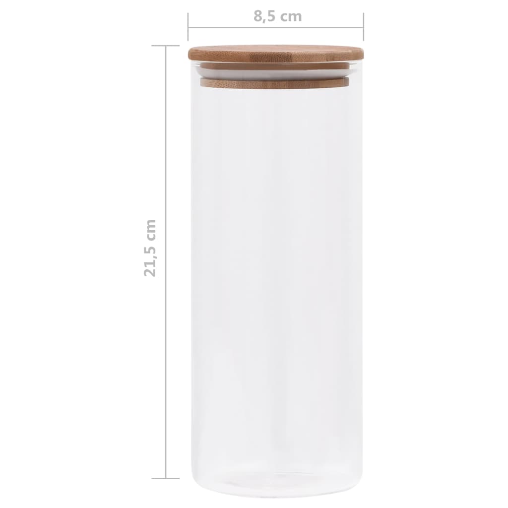 vidaXL Barattoli di Vetro con Coperchio in Bambù 600 ml, Set da 6 Pezzi - Image 9 of 10