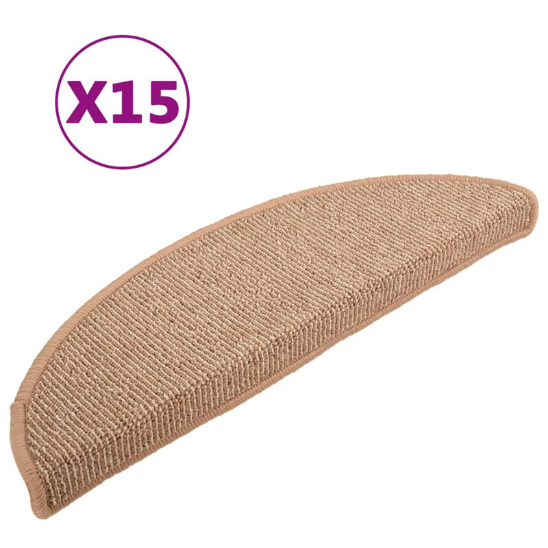 vidaXL Tappetini per scale 15 pz 56x17x3 cm Marrone chiaro Semicircolari - Image 5 of 31