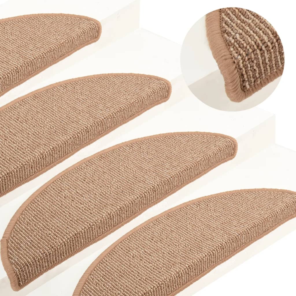 vidaXL Tappetini per scale 15 pz 56x17x3 cm Marrone chiaro Semicircolari - Image 3 of 31