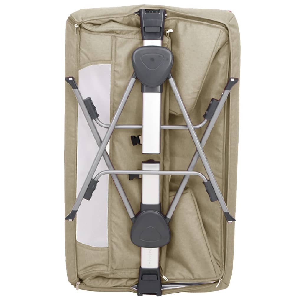 Lettino per Bambini con Materasso in Tessuto di Lino 93×56 cm Tortora - Image 8 of 10