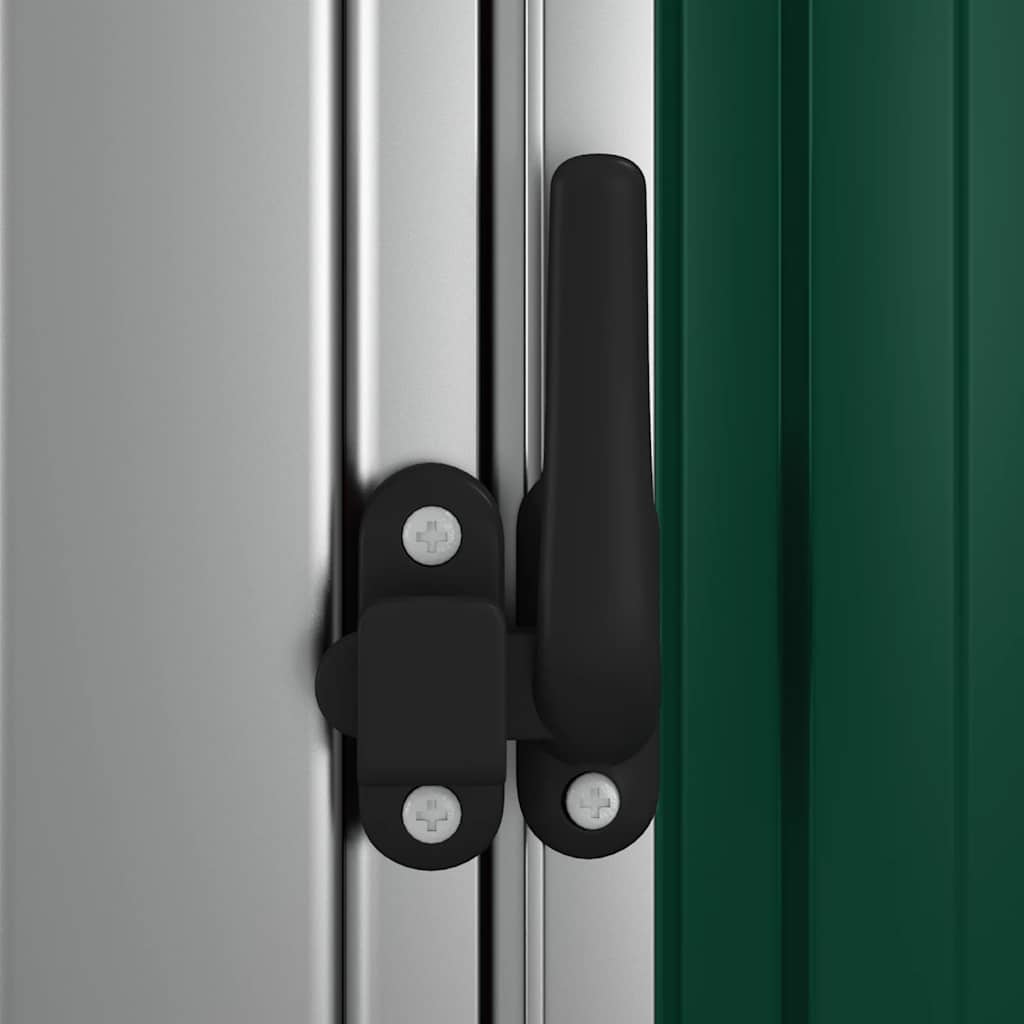 vidaXL Garden Shed Galvanized Steel 118.5x97x209.5 cm Green - Image 9 of 14