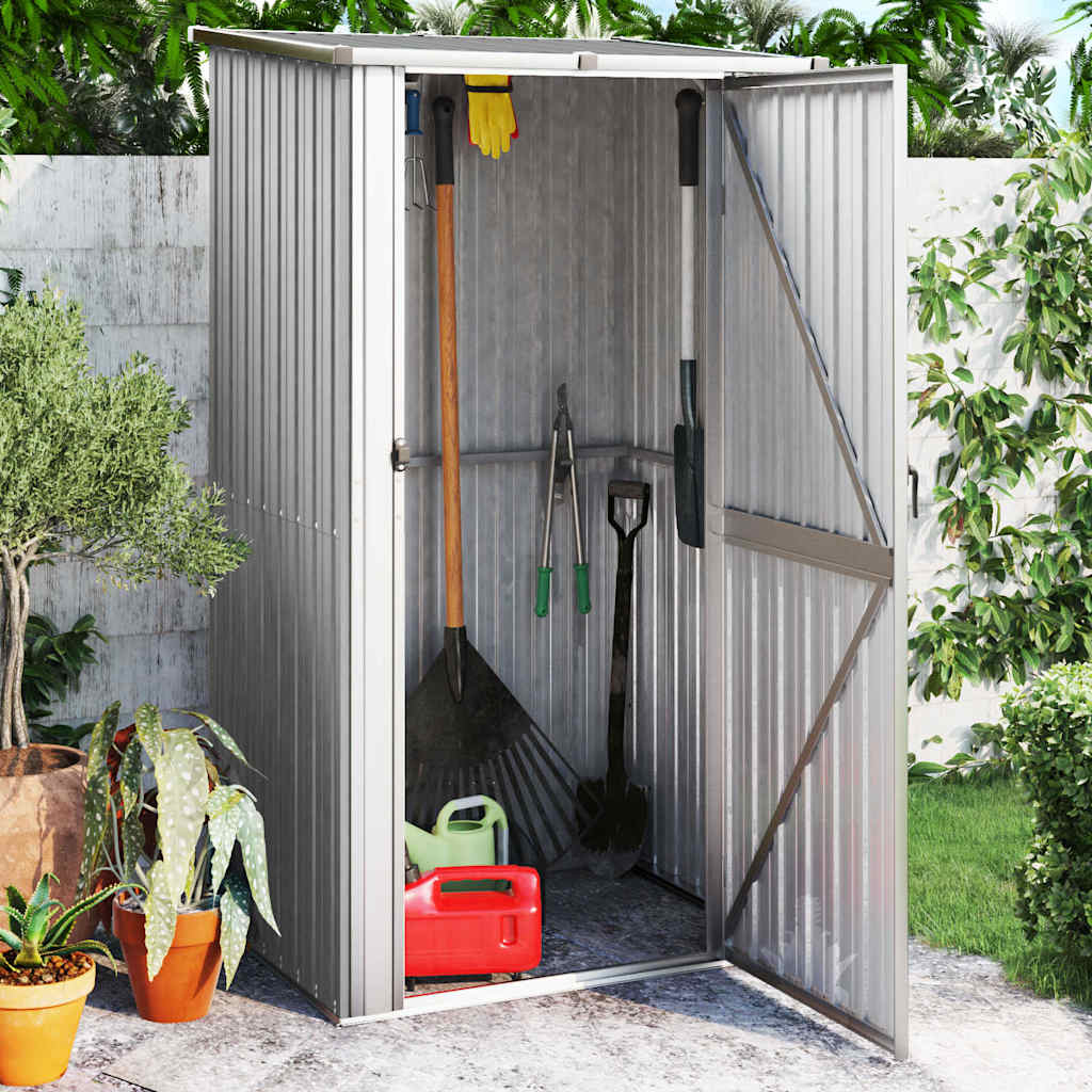 vidaXL Galvanised Steel Garden Shed with Lockable Door 118.5x97x209.5 cm Grey - Image 1 of 7