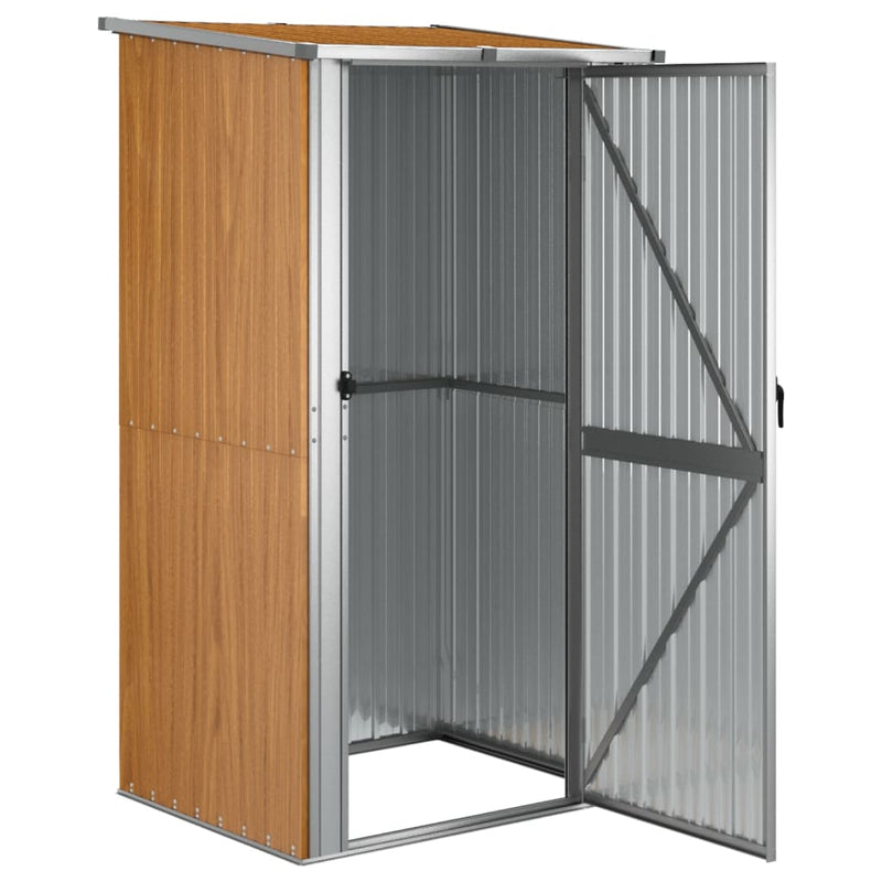 vidaXL Caseta de jardín de acero galvanizado 118,5x97x209,5 cm Marrón - Image 3 of 7