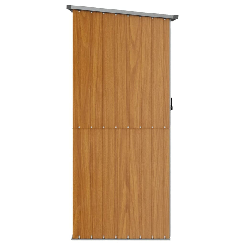 vidaXL Caseta de jardín de acero galvanizado 118,5x97x209,5 cm Marrón - Image 4 of 7