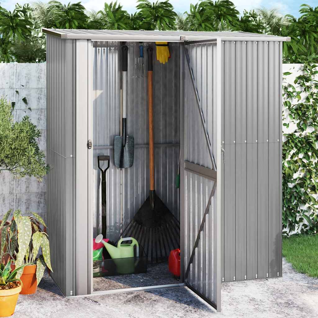 vidaXL Galvanized Steel Bicycle Shed 180.5x97x209.5 cm Grey - Image 1 of 7