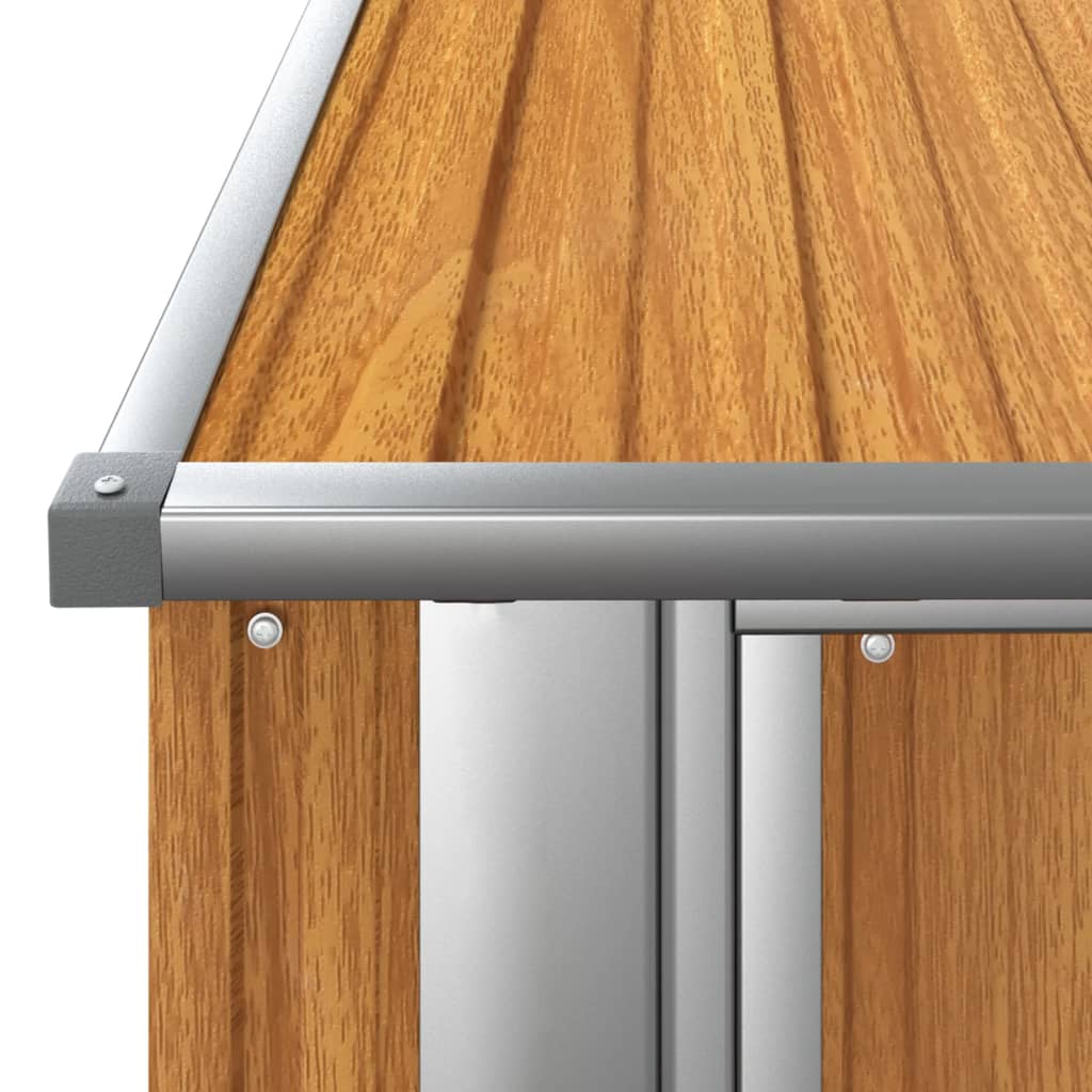 Casetta da giardino in acciaio zincato effetto legno 180,5x97x209,5 cm Marrone - immagine 4 | SolPatio - Image 4 of 6