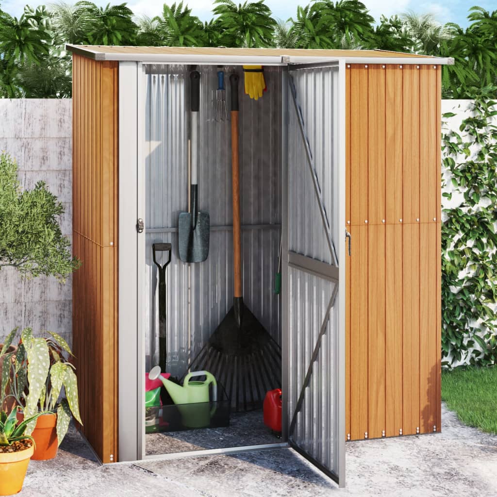 Casetta da giardino in acciaio zincato effetto legno 180,5x97x209,5 cm Marrone - immagine 1 | SolPatio - Image 1 of 6