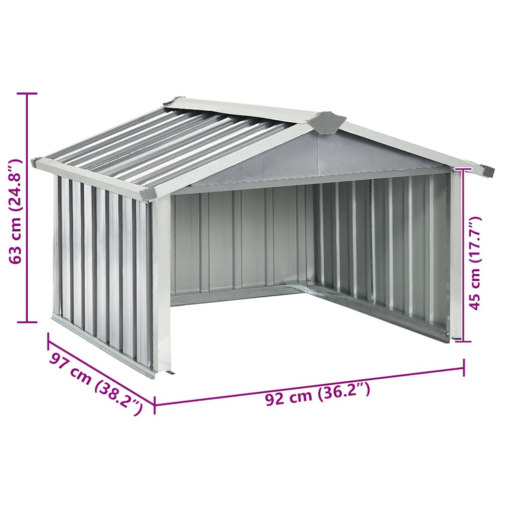 vidaXL Capanno per Robot Tosaerba 92x97x63 cm Acciaio Zincato Grigio - Image 8 of 8