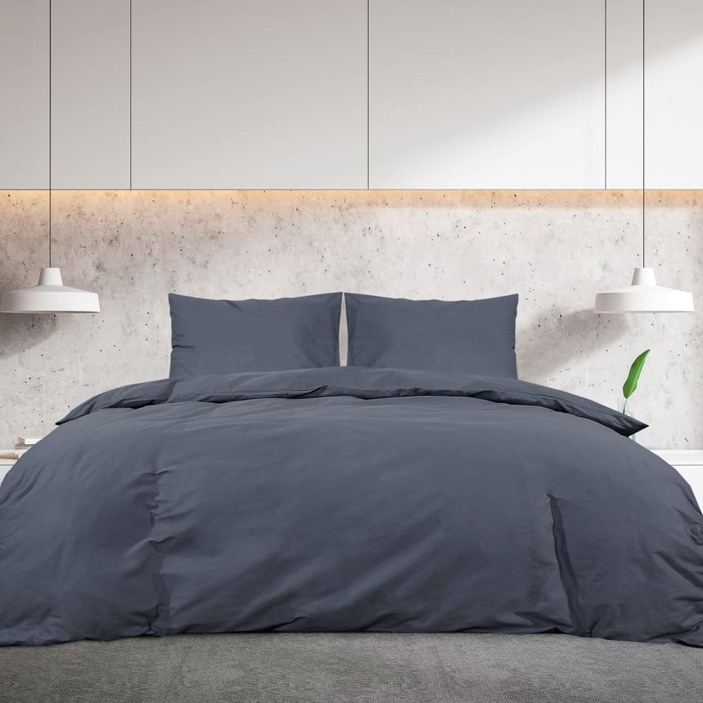 vidaXL Set Copripiumino Antracite 260x240 cm in Microfibra Leggera - Image 3 of 7