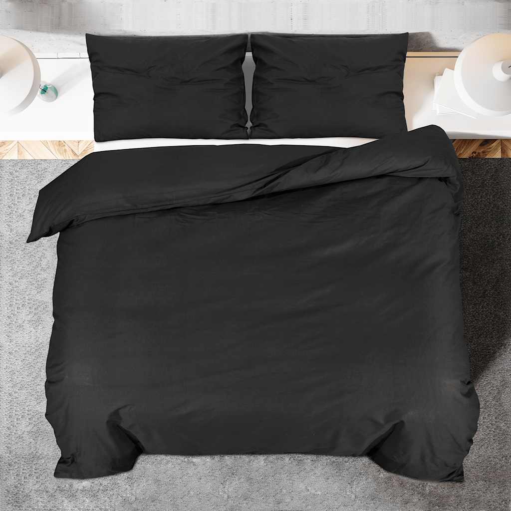 vidaXL Set Copripiumino Nero 200x200 cm in Microfibra Leggera - Image 4 of 7