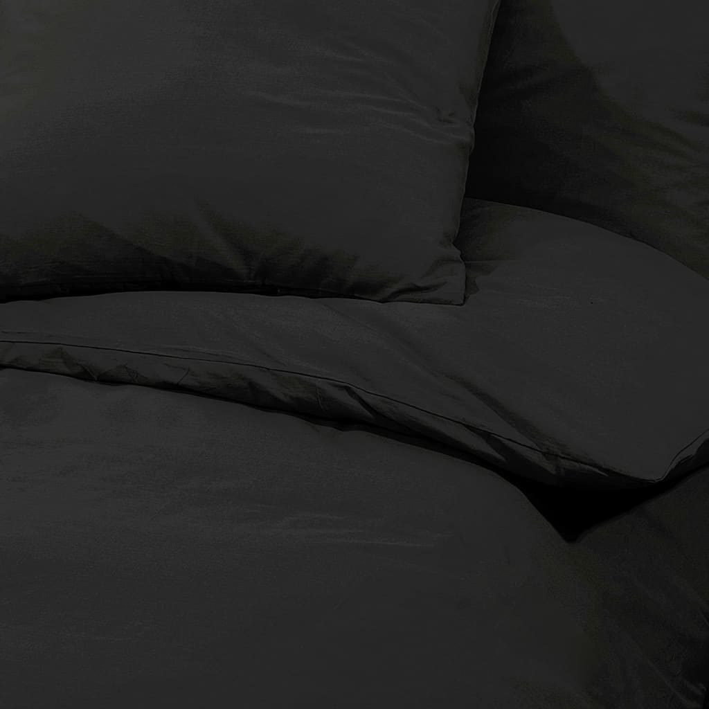 vidaXL Set Copripiumino Nero 200x200 cm in Microfibra Leggera - Image 6 of 7