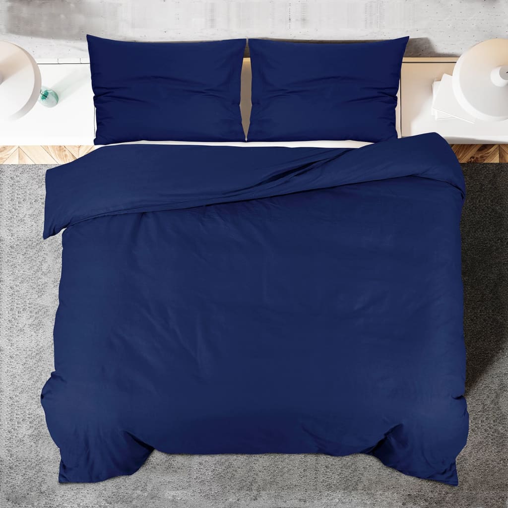vidaXL Set Copripiumino Blu Marino 220x240 cm in Microfibra Leggera - Image 4 of 7