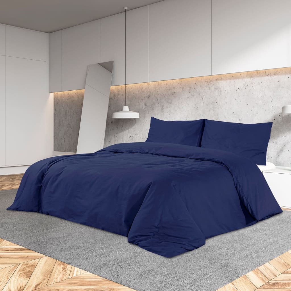 vidaXL Set Copripiumino Blu Marino 220x240 cm in Microfibra Leggera - Image 1 of 7