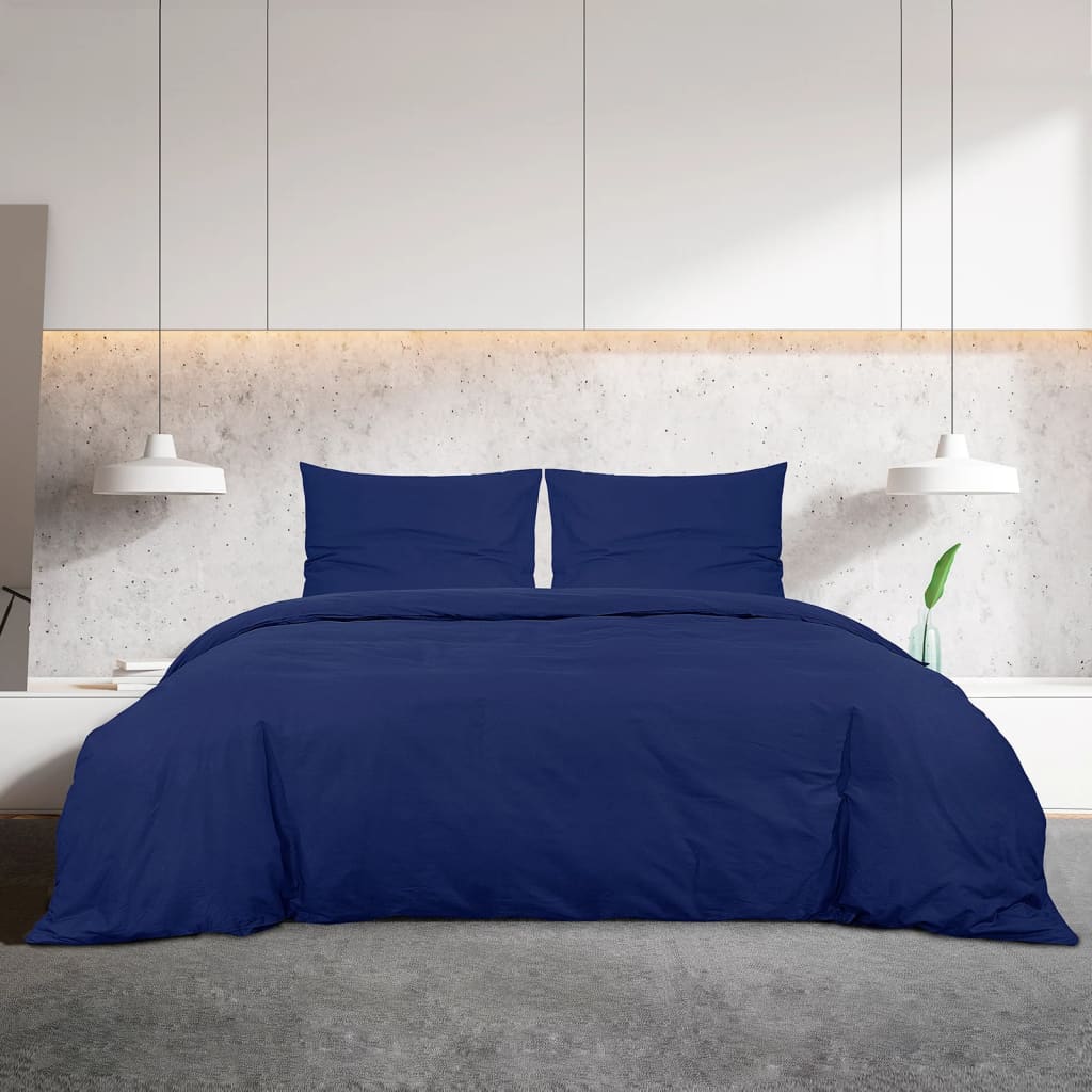 vidaXL Set Copripiumino Blu Marino 200x220 cm in Microfibra Leggera - Image 3 of 7