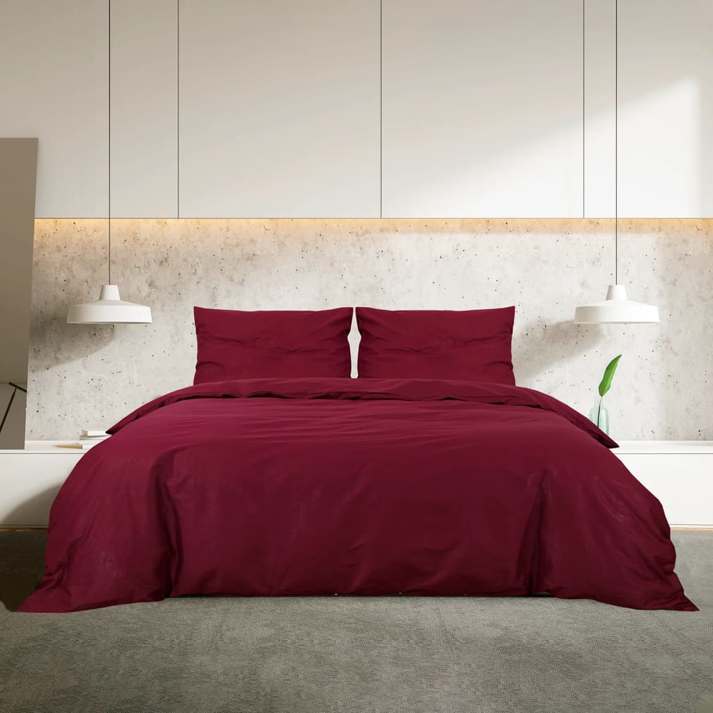 vidaXL Set Copripiumino Bordeaux 140x200 cm in Microfibra Leggera - Image 3 of 7