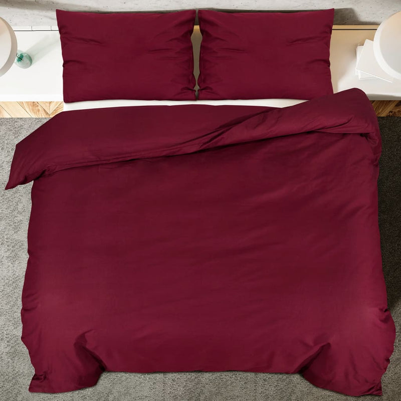 vidaXL Set Copripiumino Bordeaux 140x200 cm in Microfibra Leggera - Image 4 of 7