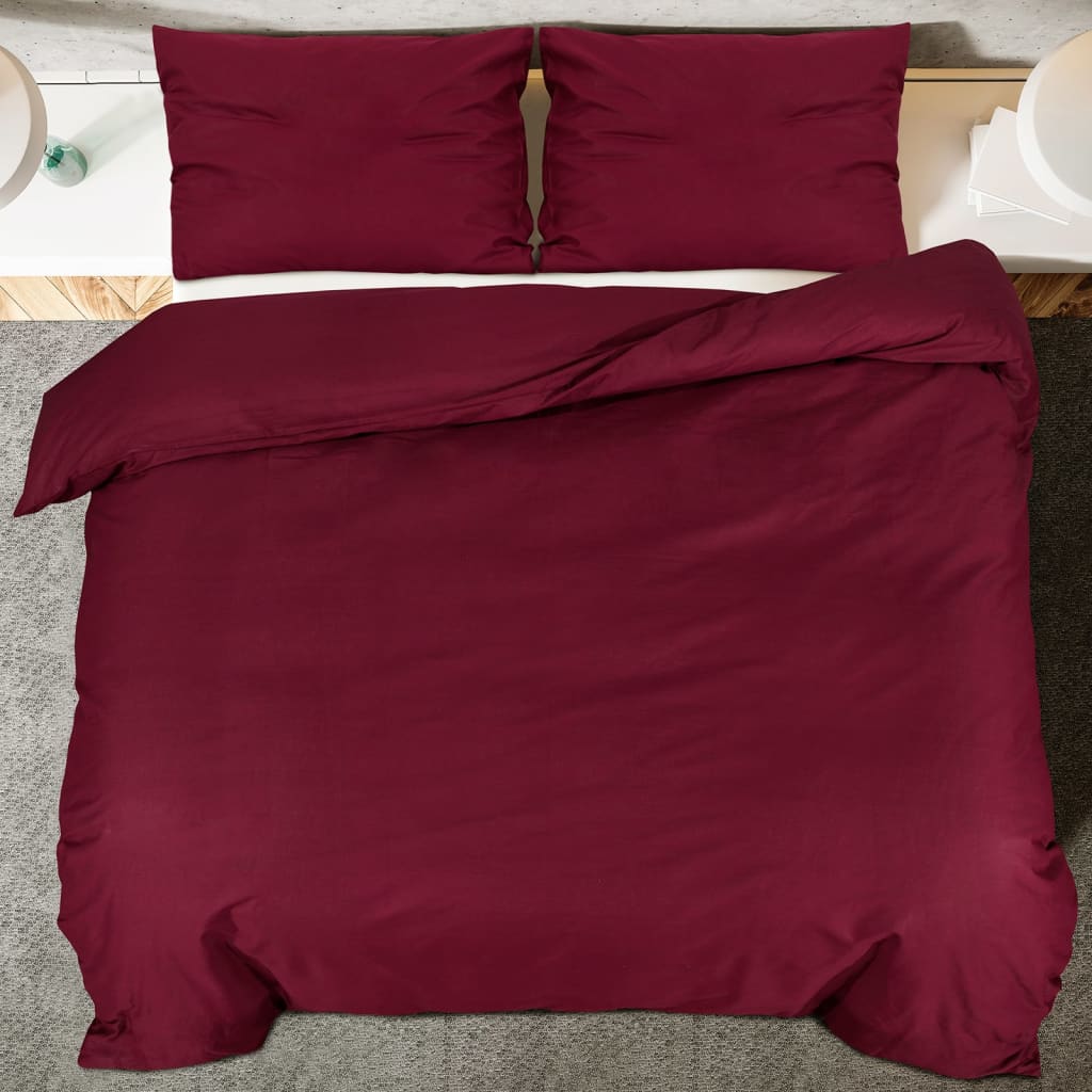 vidaXL Set Copripiumino Bordeaux 135x200 cm in Microfibra Leggera - Image 4 of 7