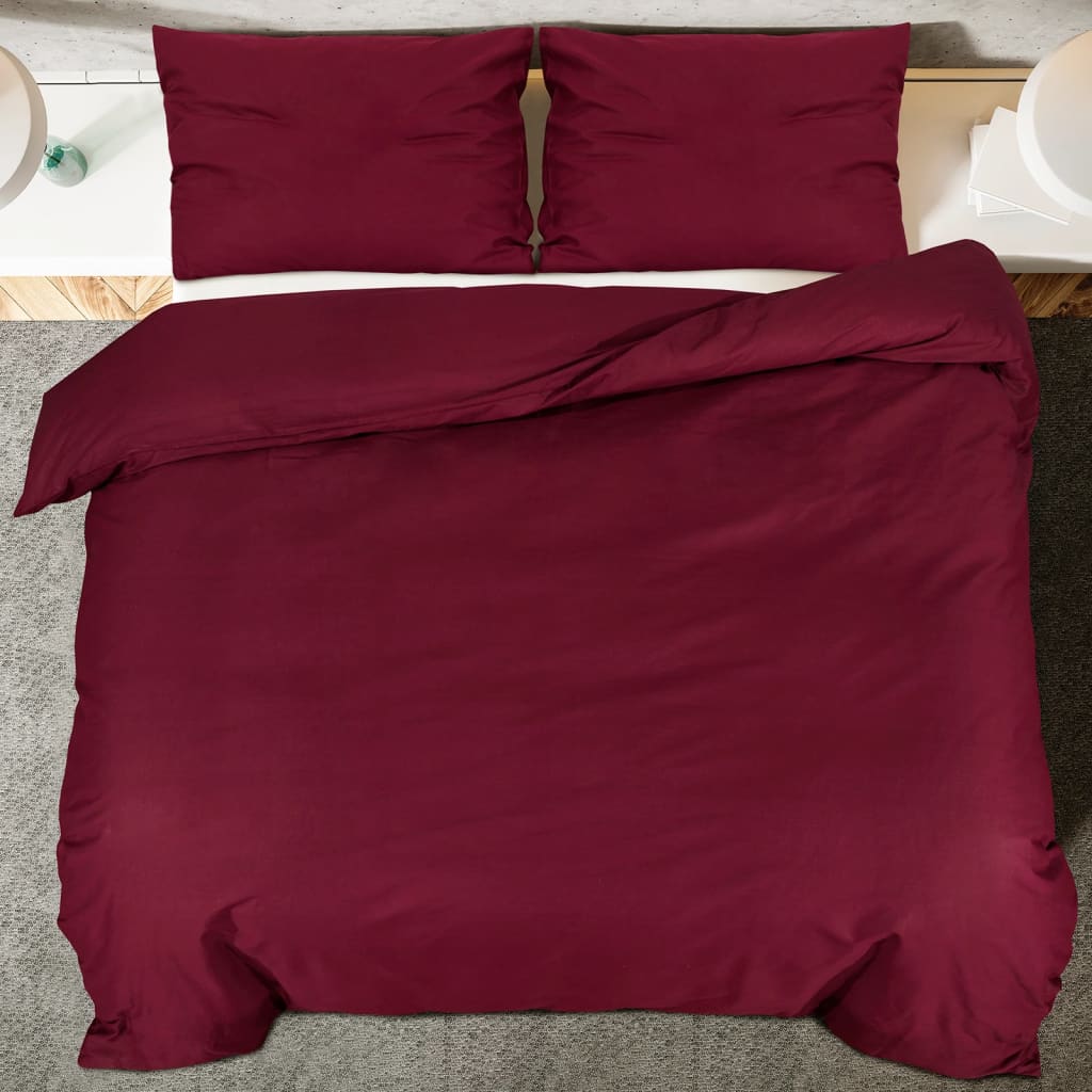 vidaXL Set Copripiumino Bordeaux 155x220 cm in Microfibra Leggera - Image 4 of 7
