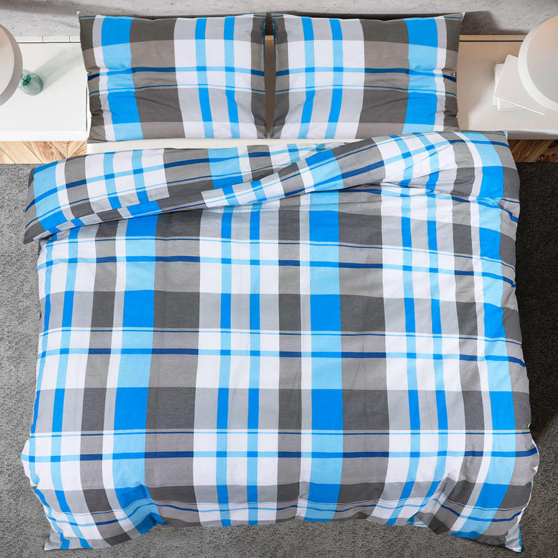vidaXL Set Copripiumino Blu e Grigio 240x220 cm in Cotone - Image 4 of 7