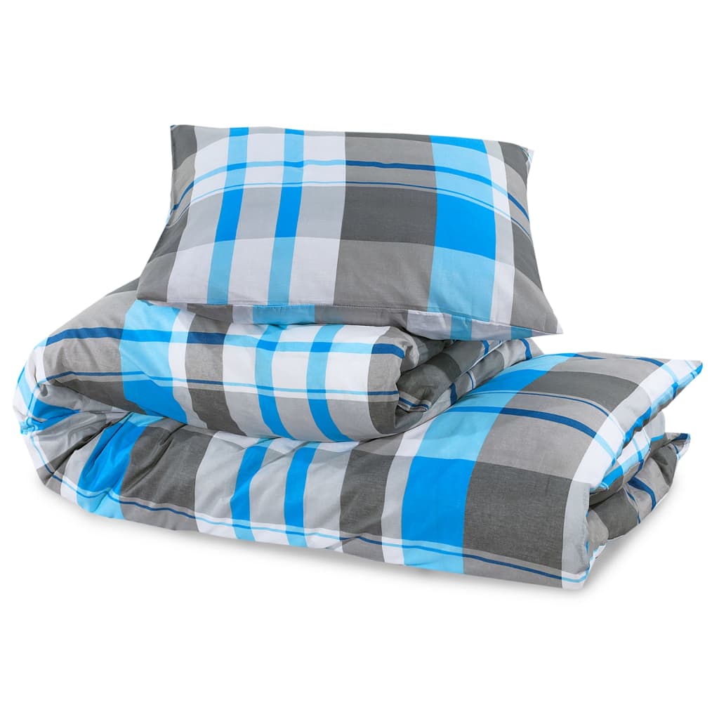 vidaXL Set Copripiumino Blu e Grigio 135x200 cm in Cotone - Image 5 of 7