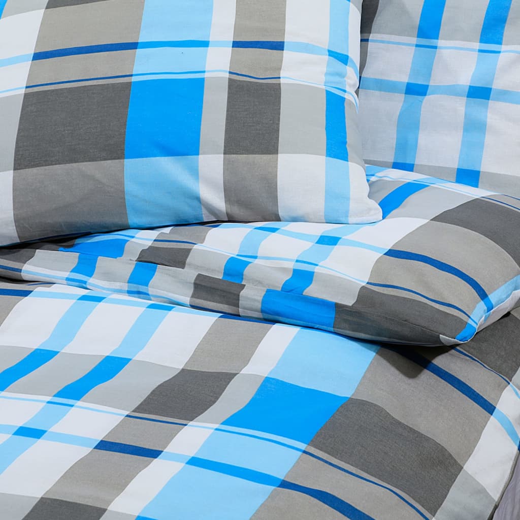 vidaXL Set Copripiumino Blu e Grigio 135x200 cm in Cotone - Image 6 of 7