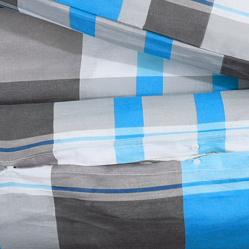 vidaXL Set Copripiumino Blu e Grigio 135x200 cm in Cotone - Image 7 of 7