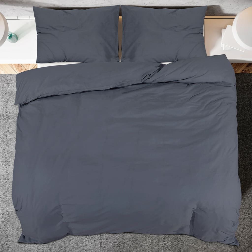 vidaXL Set Copripiumino Antracite 135x200 cm in Cotone - Image 4 of 7