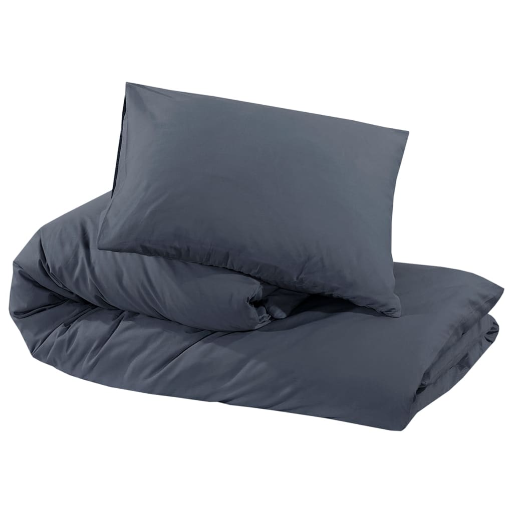 vidaXL Set Copripiumino Antracite 135x200 cm in Cotone - Image 5 of 7