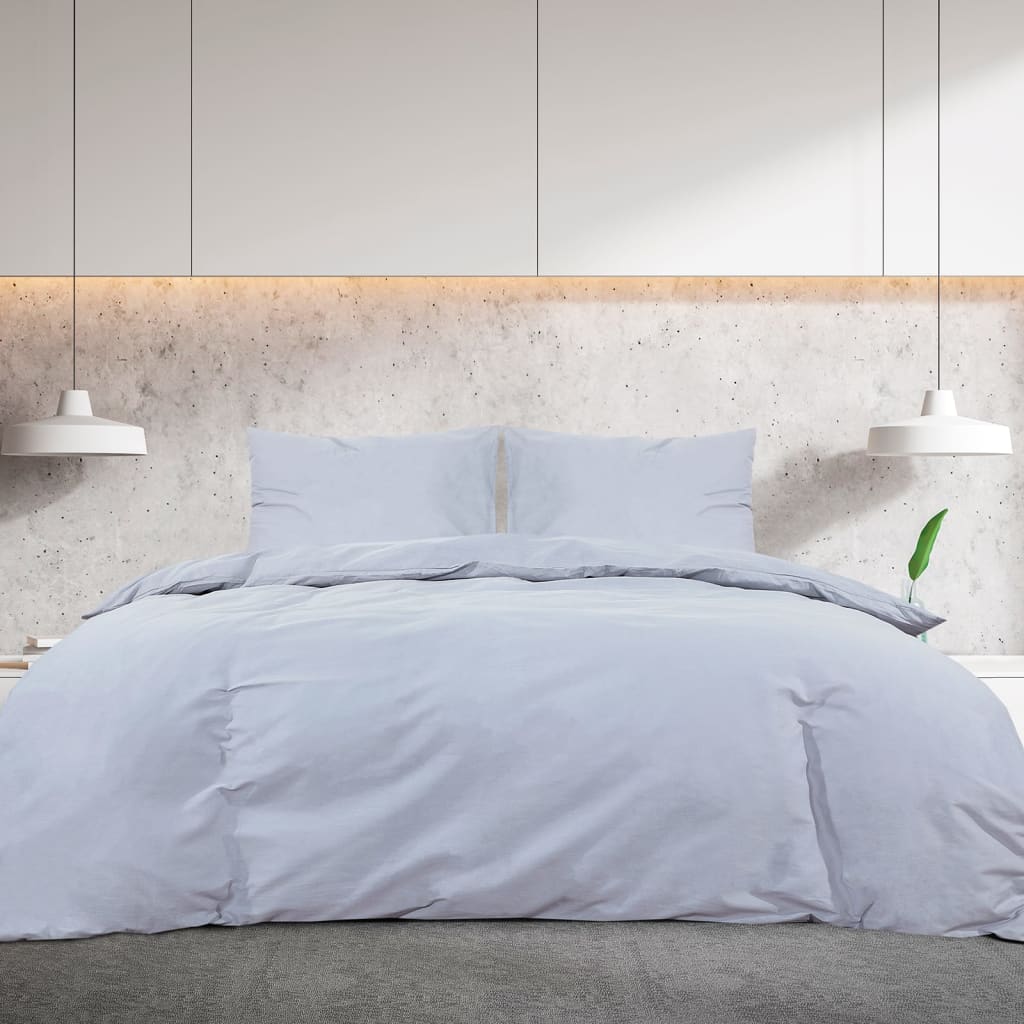 vidaXL Set Copripiumino Grigio 135x200 cm in Cotone - Image 3 of 7