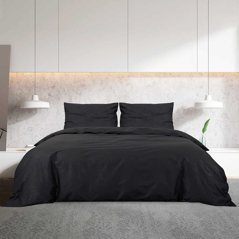 vidaXL Set Copripiumino Nero 240x220 cm in Cotone - Image 14 of 29
