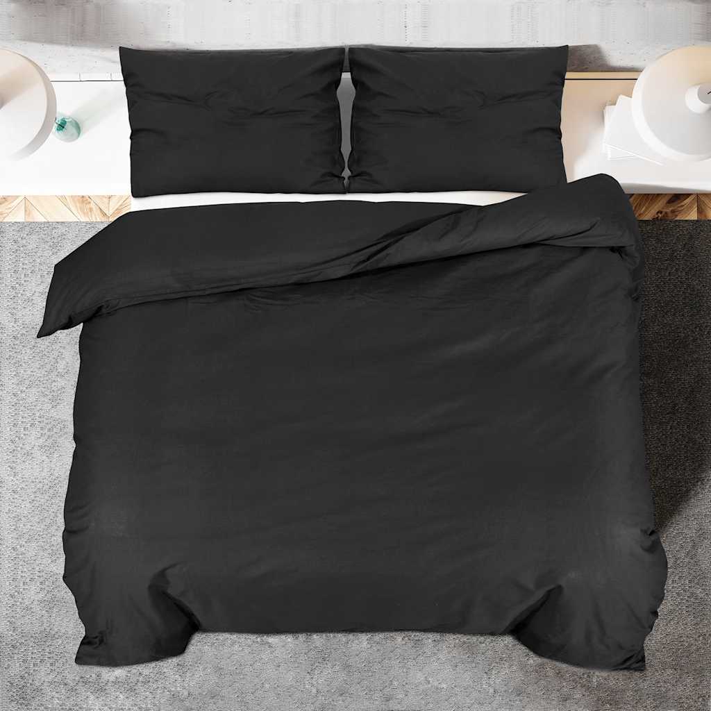 vidaXL Set Copripiumino Nero 240x220 cm in Cotone - Image 20 of 29