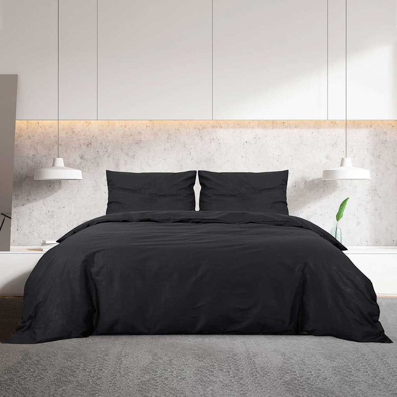vidaXL Set Copripiumino Nero 200x220 cm in Cotone - Image 3 of 7
