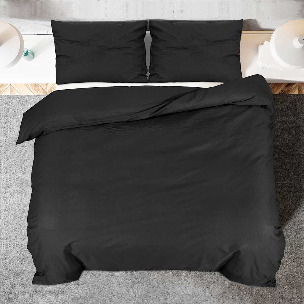 vidaXL Set Copripiumino Nero 200x220 cm in Cotone - Image 4 of 7