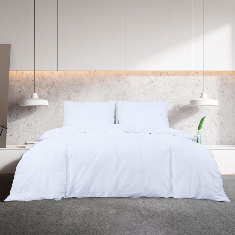 vidaXL Set Copripiumino Bianco 140x200 cm in Cotone - Image 3 of 7