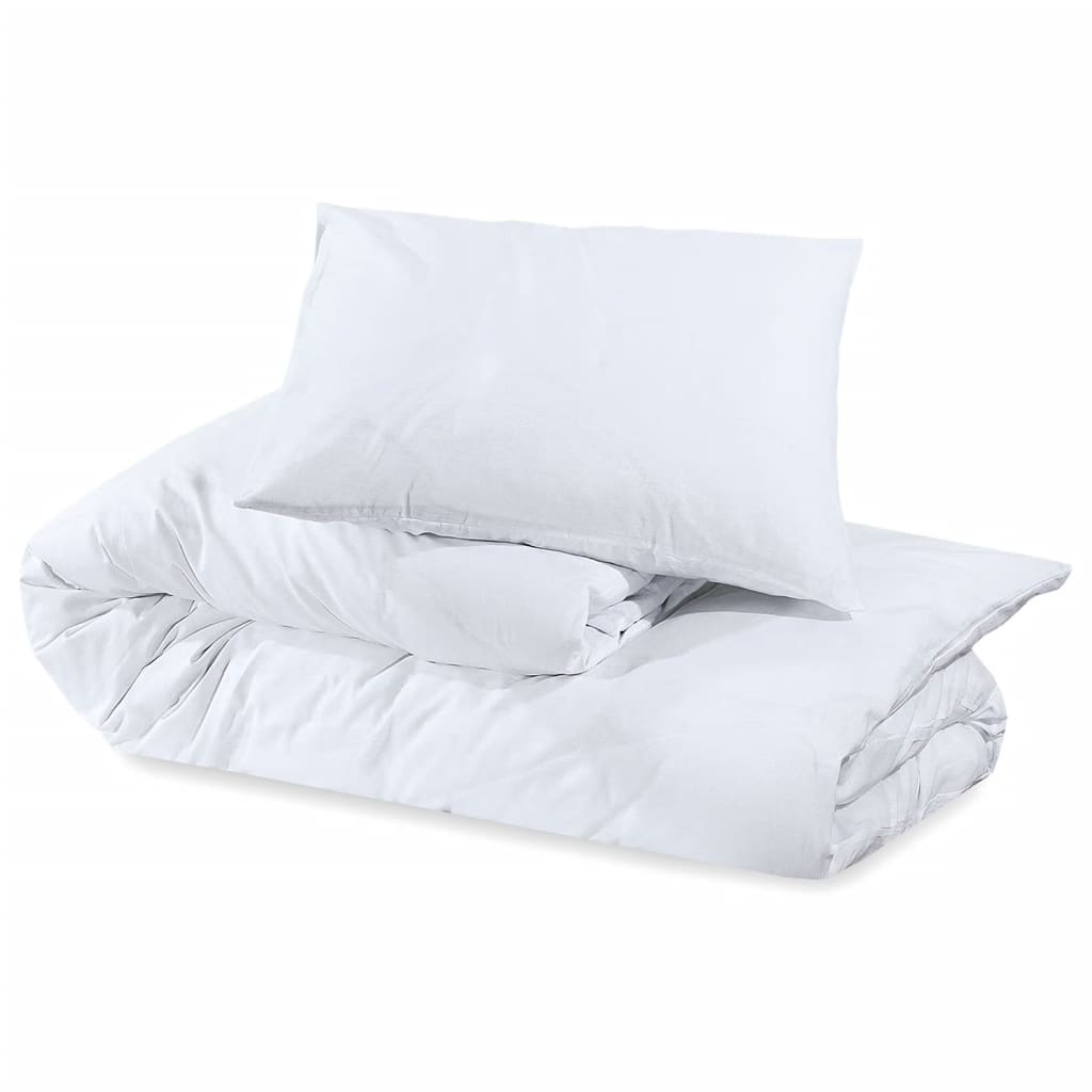 vidaXL Set Copripiumino Bianco 200x220 cm in Cotone - Image 5 of 7