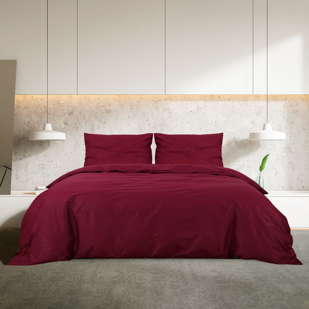 vidaXL Set Copripiumino Bordò 260x240 cm in Cotone - Image 3 of 7