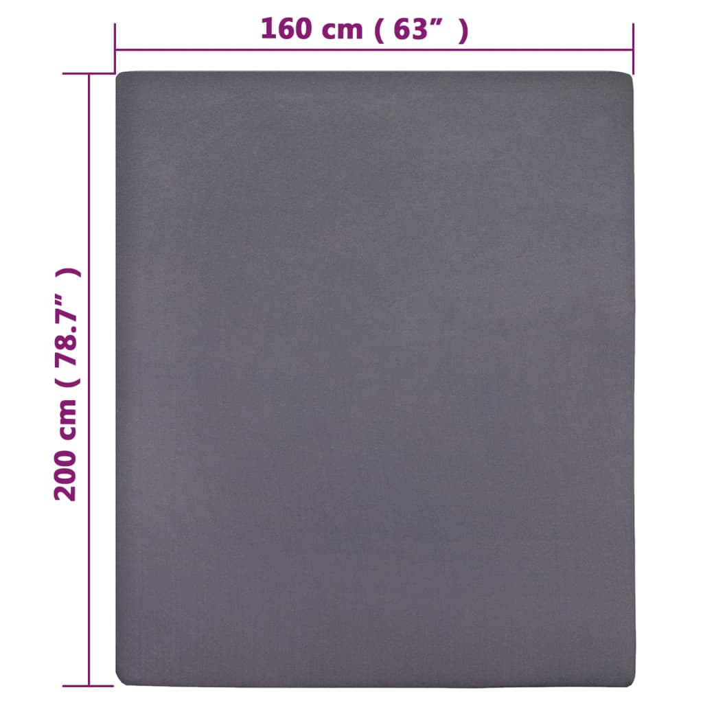 vidaXL Lenzuola con Angoli Jersey 2 pz Antracite 160x200 cm Cotone - Image 4 of 4