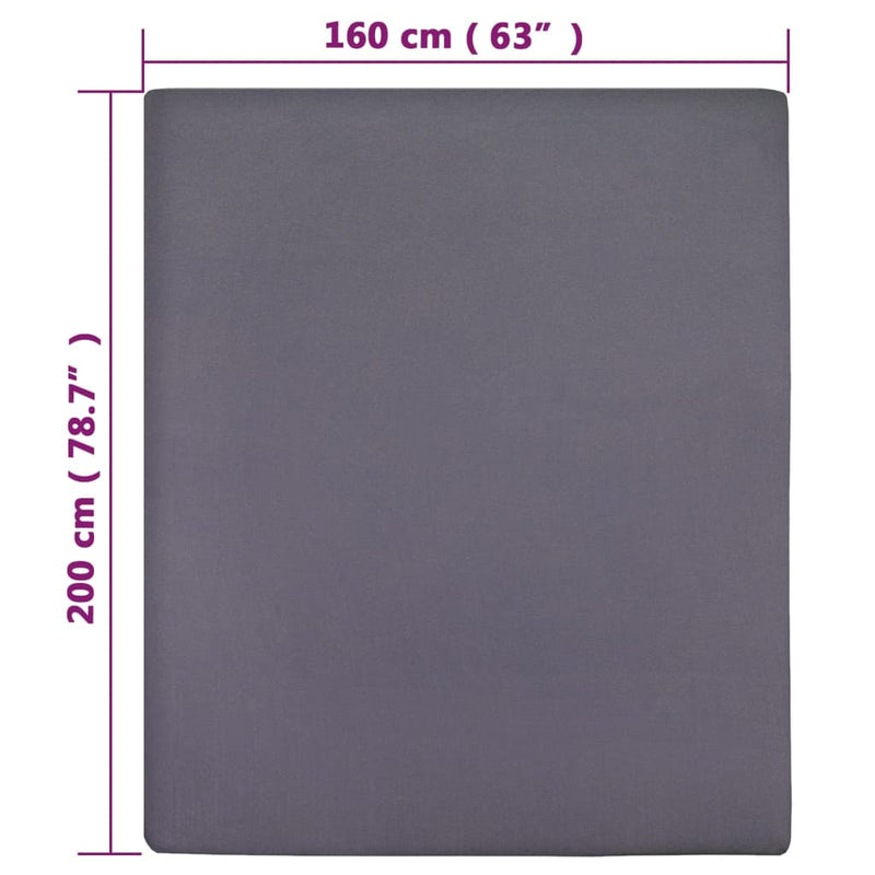 vidaXL Lenzuola con Angoli Jersey 2 pz Antracite 160x200 cm Cotone - Image 4 of 4