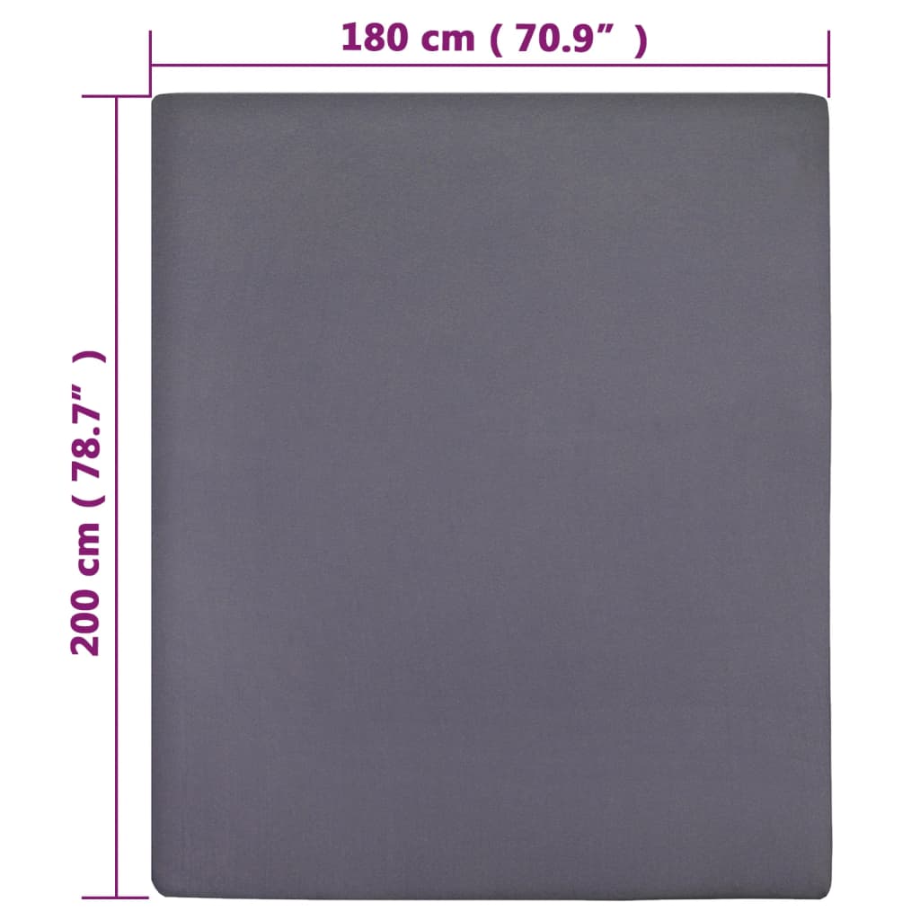 vidaXL Lenzuolo con Angoli Jersey Antracite 180x200 cm Cotone - Image 4 of 4