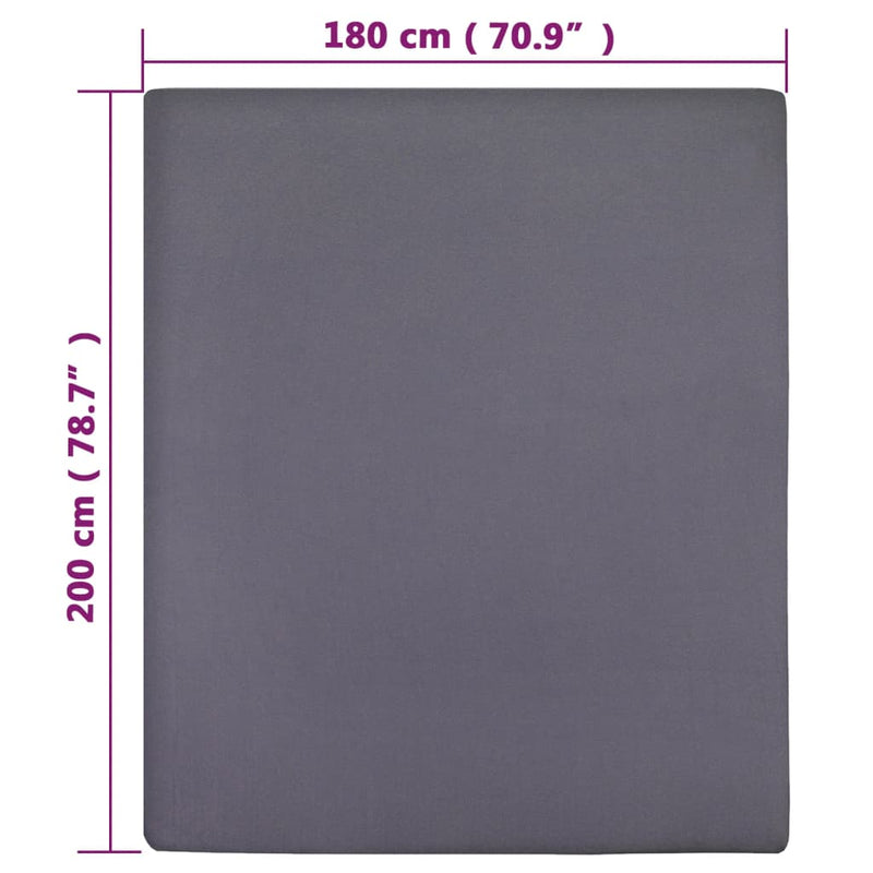 vidaXL Lenzuolo con Angoli Jersey Antracite 180x200 cm Cotone - Image 4 of 4