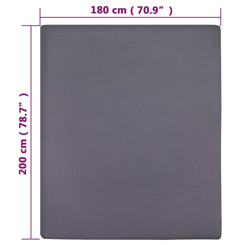 vidaXL Lenzuola con Angoli Jersey 2 pz Antracite 180x200 cm Cotone - Image 4 of 4