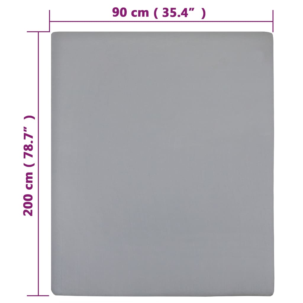 vidaXL Lenzuolo con Angoli in Cotone Jersey 90x200 cm Grigio - Image 16 of 20