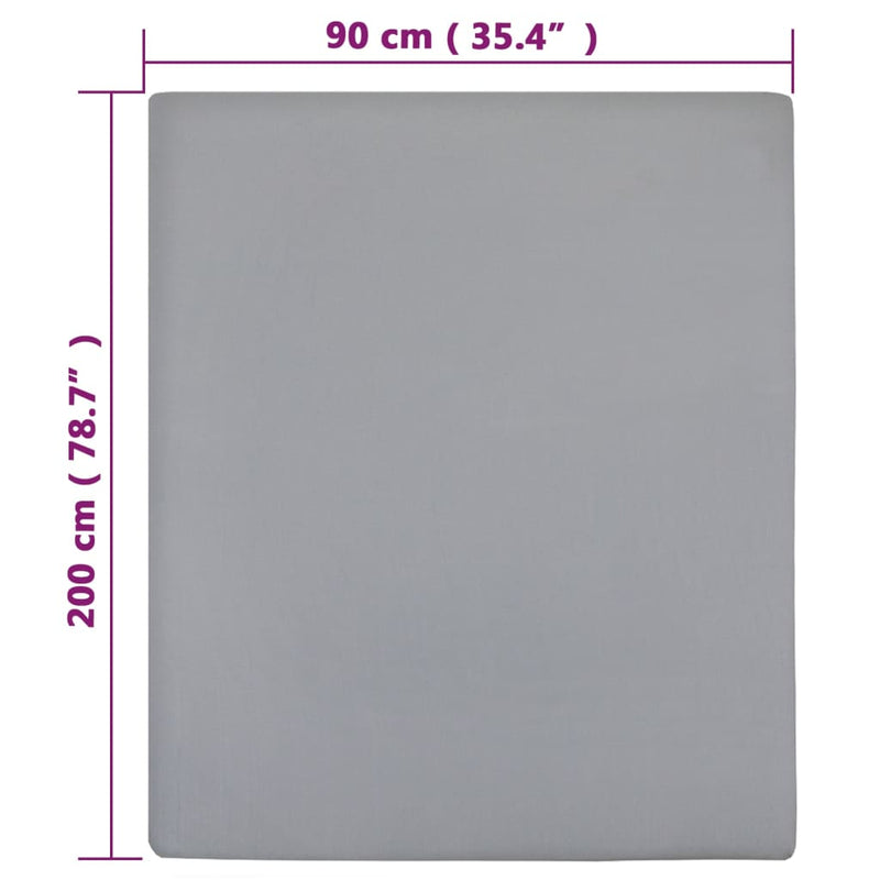 vidaXL Lenzuolo con Angoli in Cotone Jersey 90x200 cm Grigio - Image 16 of 20