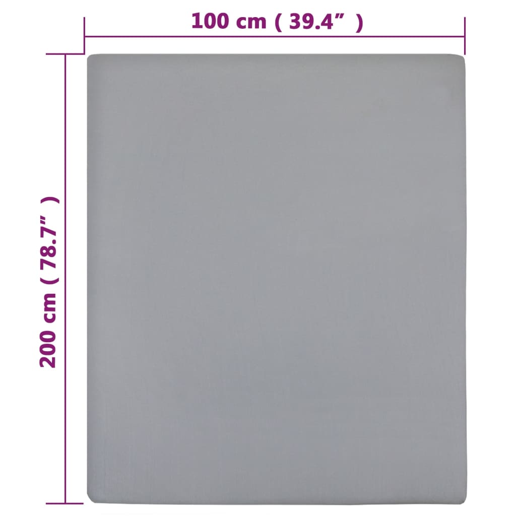 vidaXL Lenzuolo con Angoli in Cotone Jersey 90x200 cm Grigio - Image 17 of 20