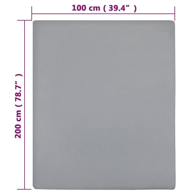 vidaXL Lenzuolo con Angoli Jersey Grigio 100x200 cm Cotone - Image 4 of 4